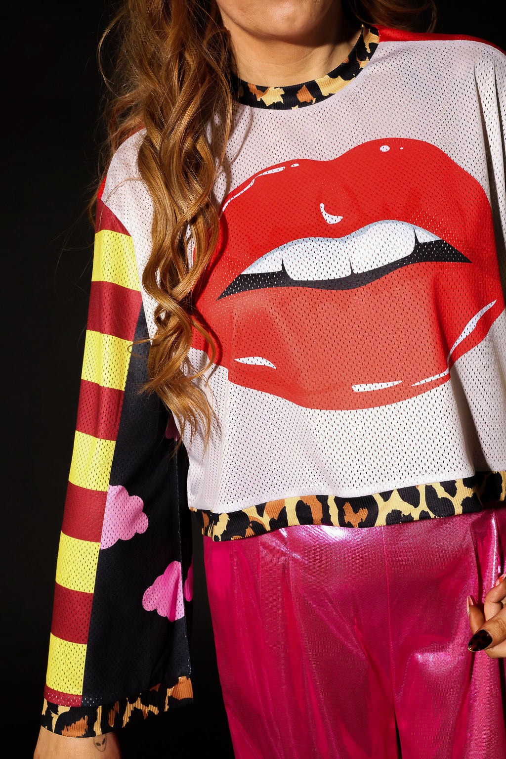 Don’t Quote Me Cropped Jersey Mesh Top