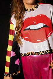 Don’t Quote Me Cropped Jersey Mesh Top