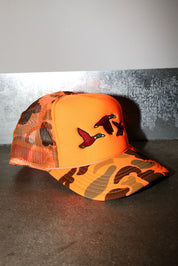 Camo Orange Duck Trucker Hat