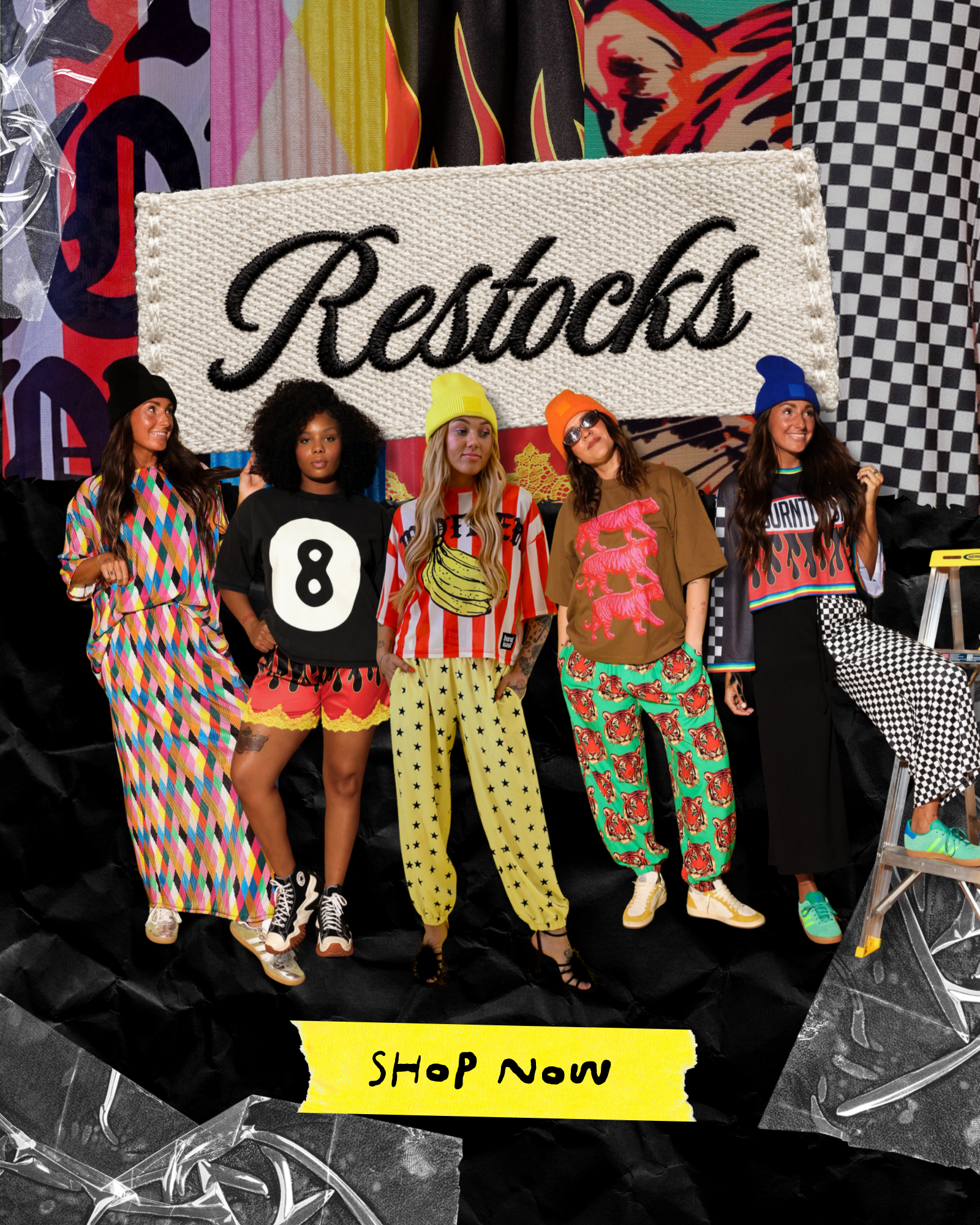 Burnt Toast restocks collection including dresses, bottoms, tops, and graphics featuring in house designs