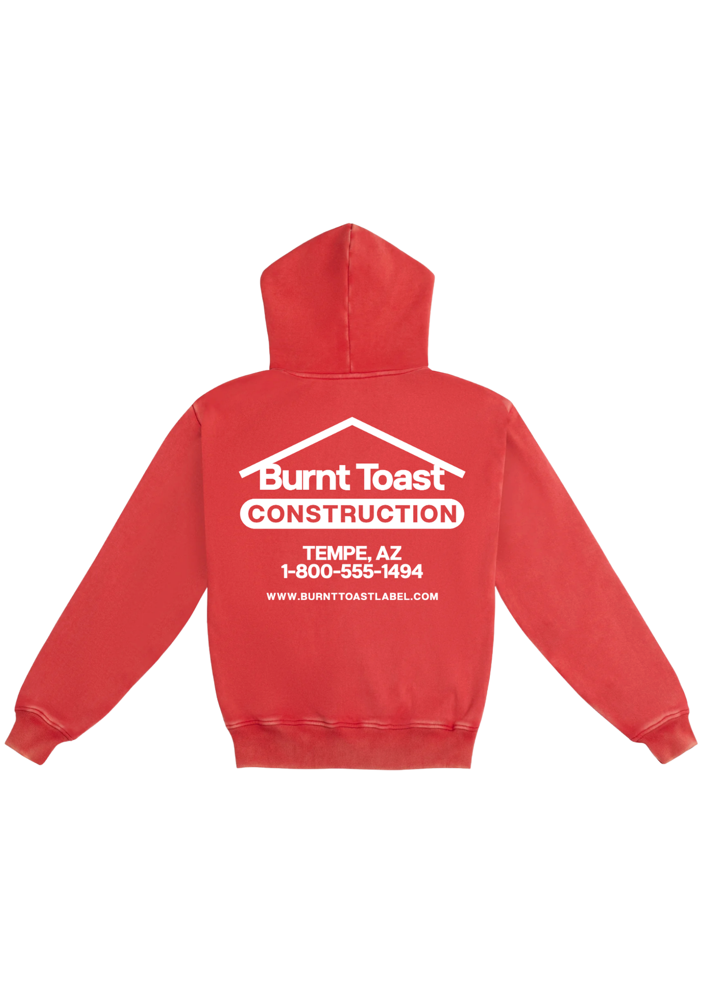 Burnt Toast Construction Red Washed Premium Graphic Hoodie