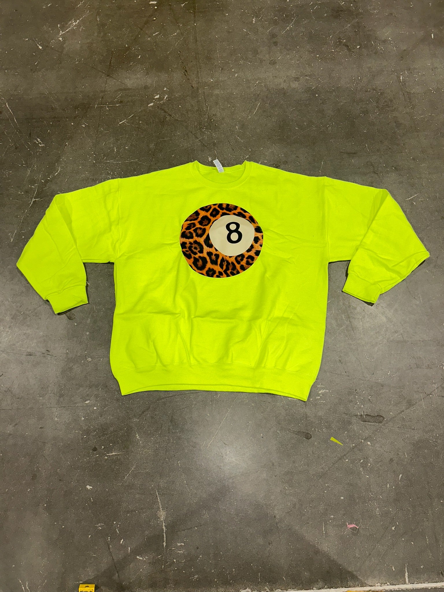 Lime Green Fierce 8 Ball Graphic Crew (Size XL) | VIP Warehouse Sale