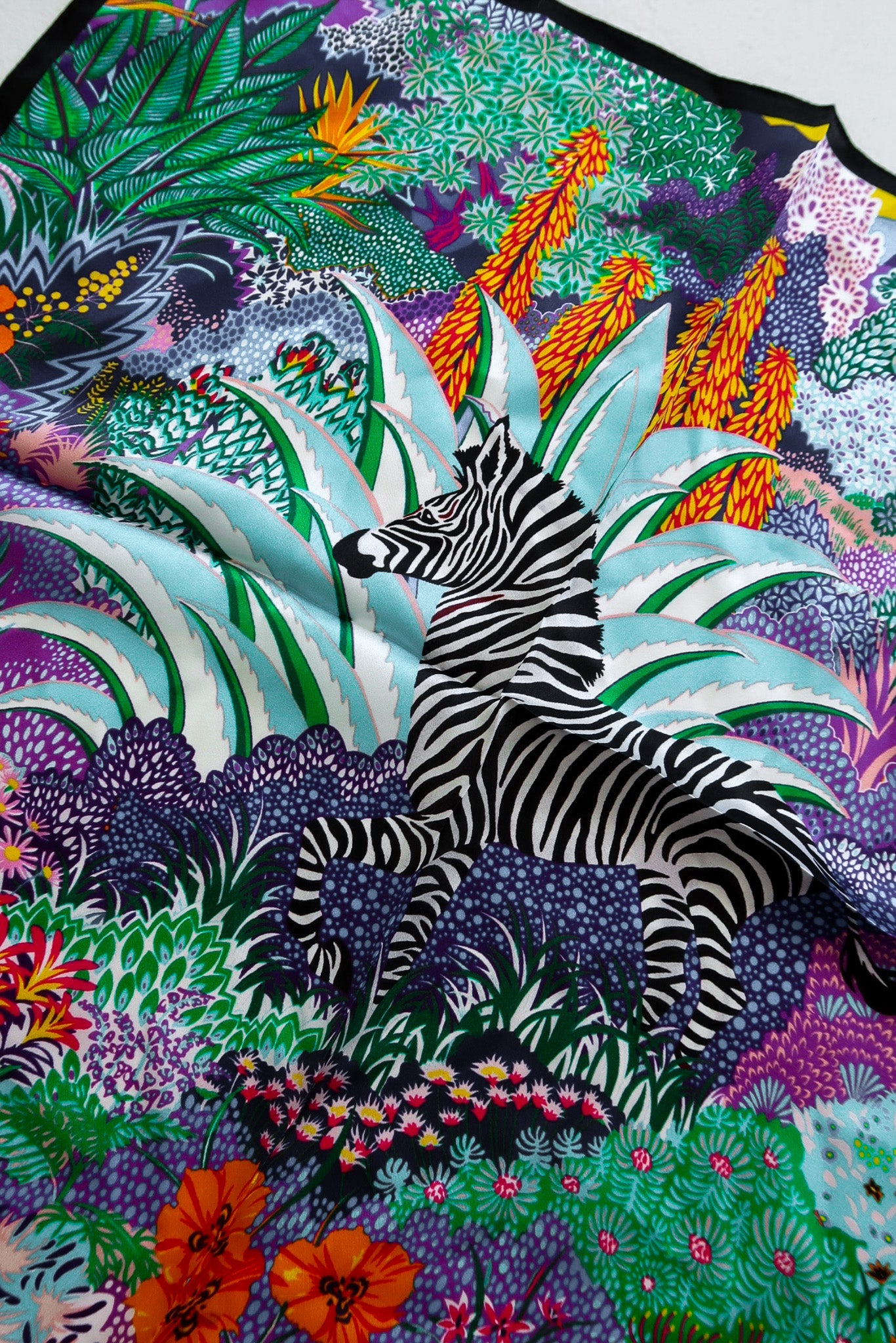 Zebra Floral Silky Scarf