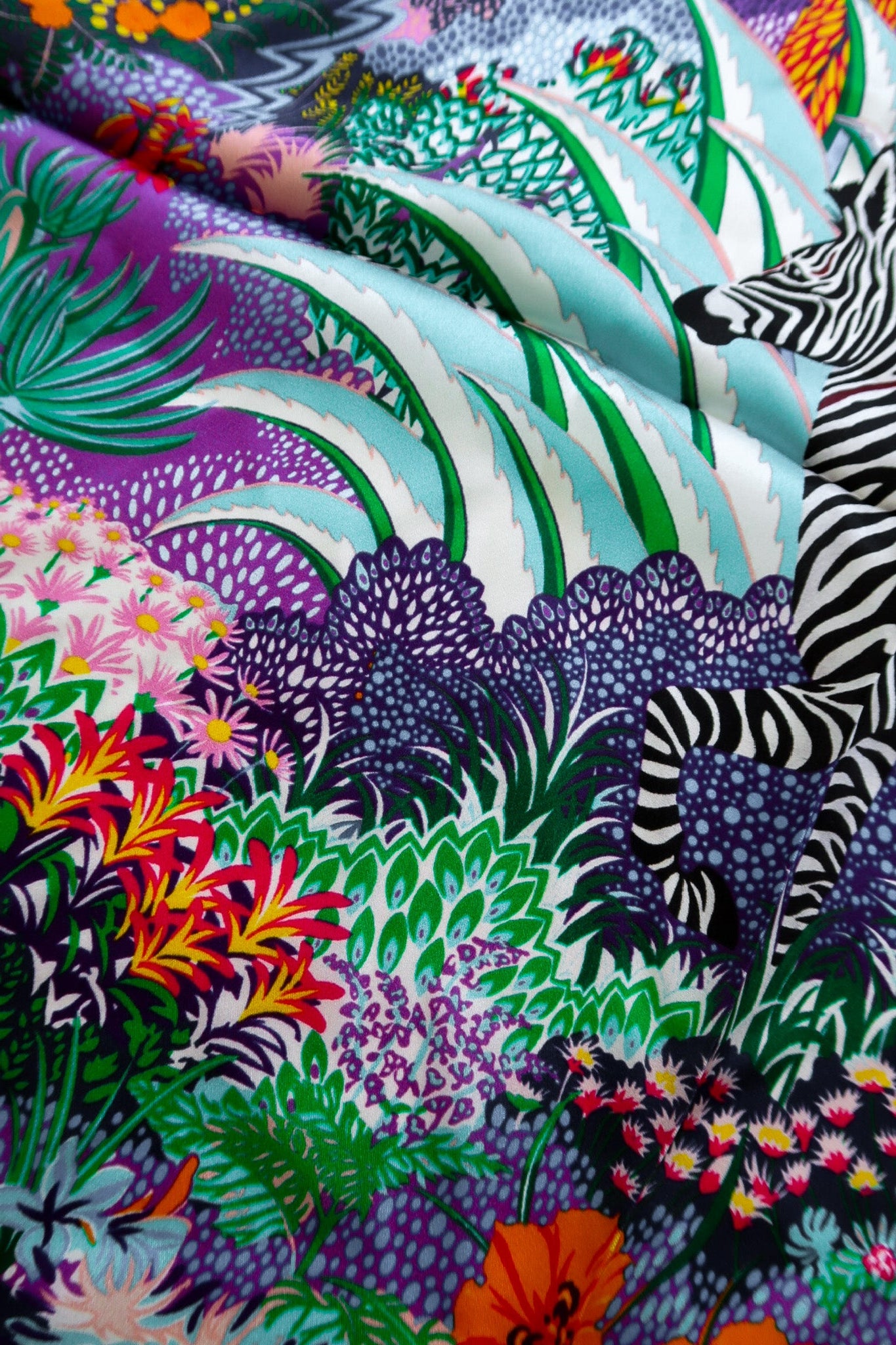 Zebra Floral Silky Scarf