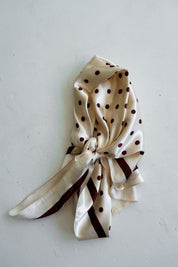Cream Polka Dot Silky Scarf