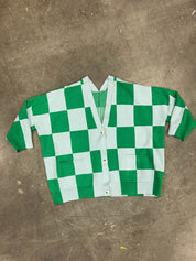Light Blue & Green Checkered Cardigan (Size L) | VIP Warehouse Sale