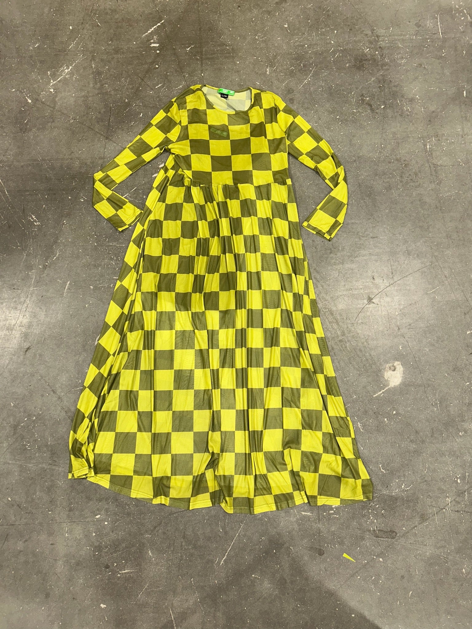 Grandma Green Checkered Mesh Dress (Size L/XL) | VIP Warehouse Sale