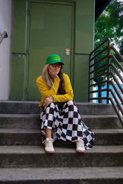 Victory Lap Checkered Maxi Pleated Skirt