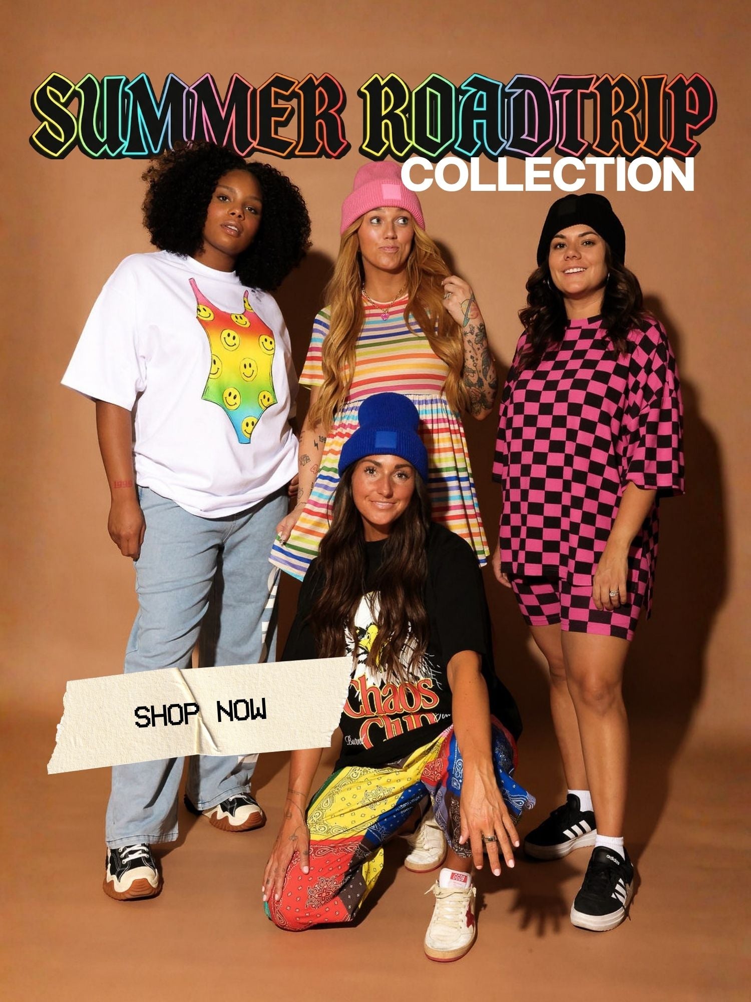 Burnt Toast Summer Roadtrip Collection including dresses, tops, bottoms and graphic tees featuring in house designs