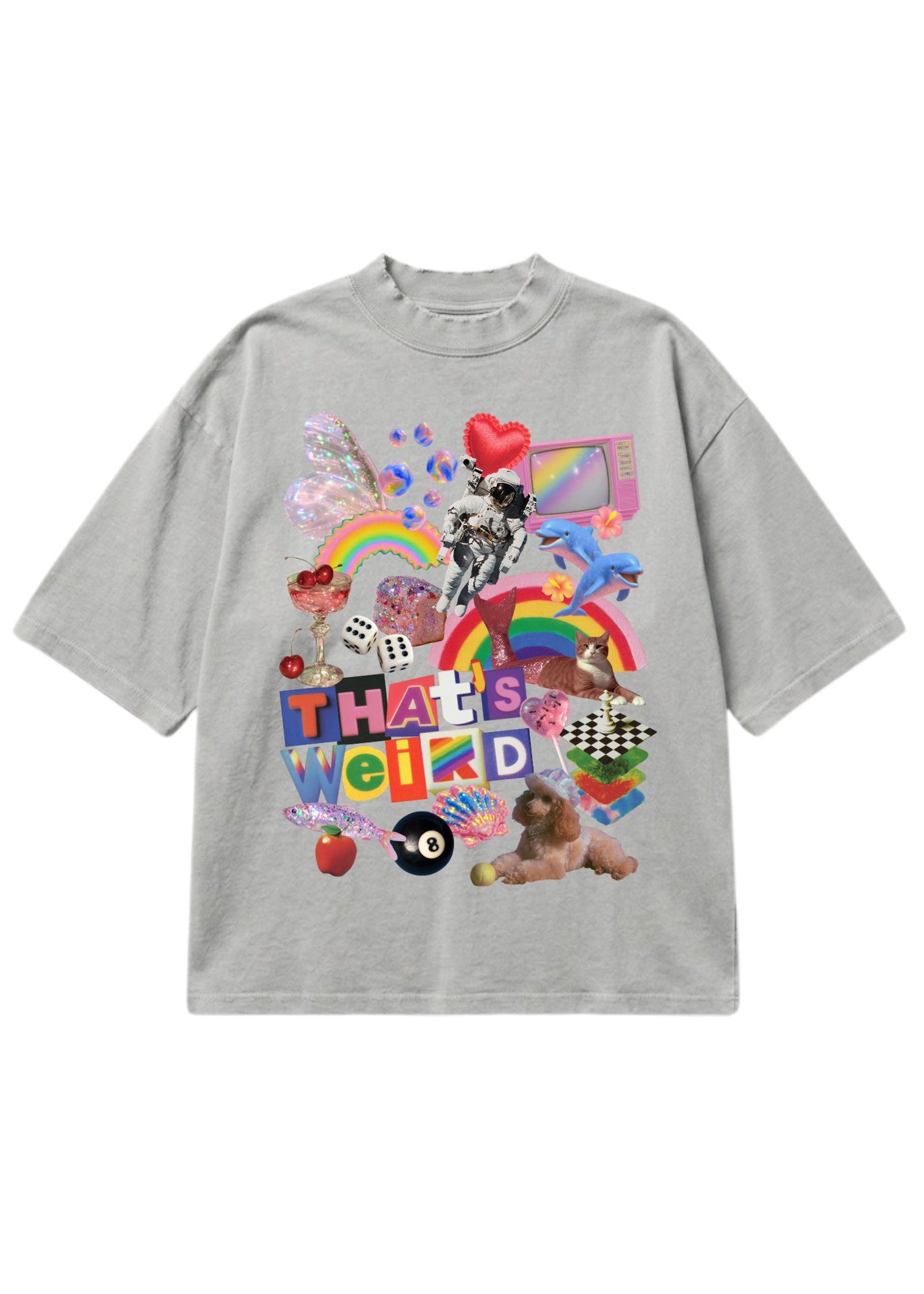 Weird Girl Collage Ultra Oversized Boxy Tee (Concrete)