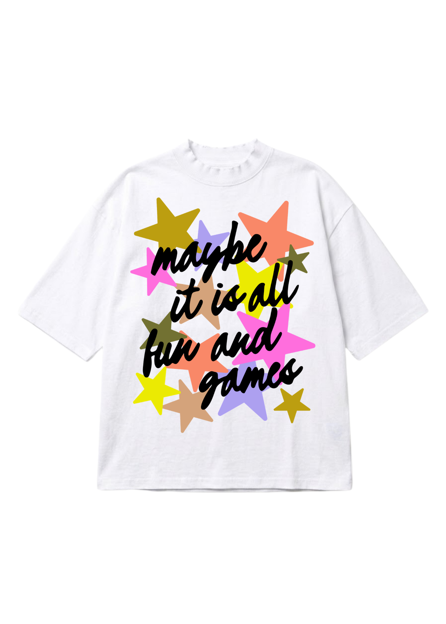 It's All Fun & Games Ultra Oversized Boxy Tee (Bleach White)